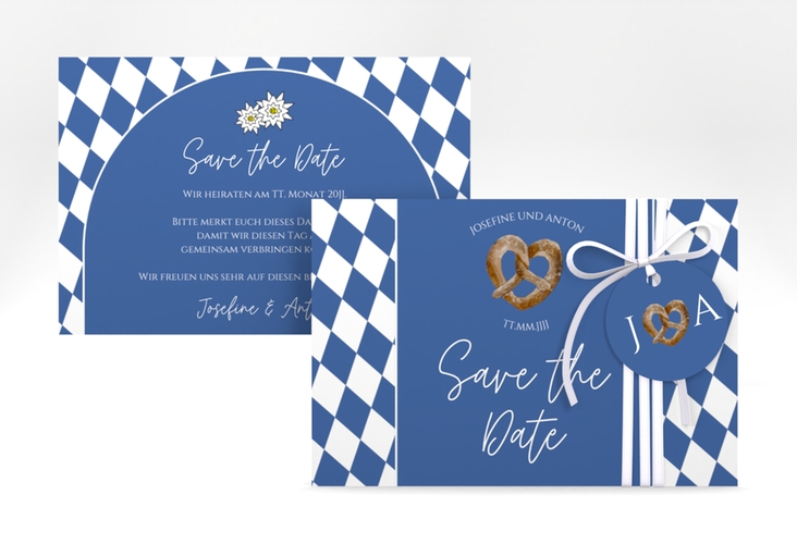 Save the Date-Karte Bayrisch A6 Karte quer blau