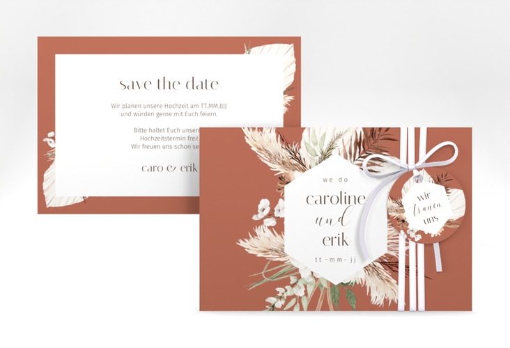 Save the Date-Karte Bohemian A6 Karte quer orange hochglanz