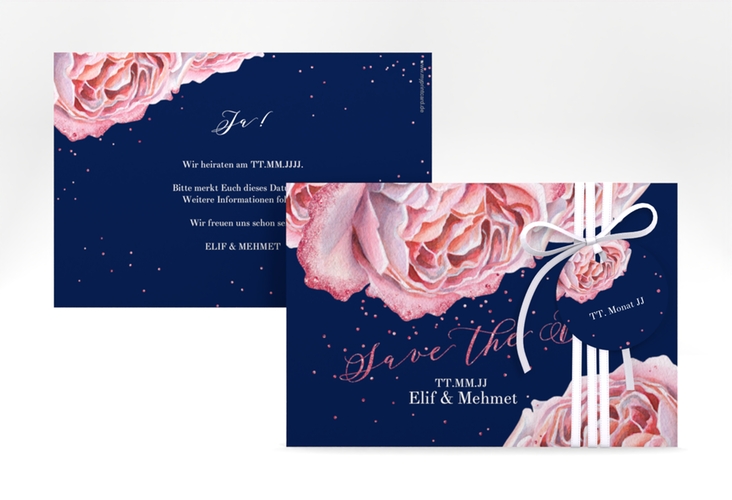 Save the Date-Karte Cherie A6 Karte quer rosa hochglanz