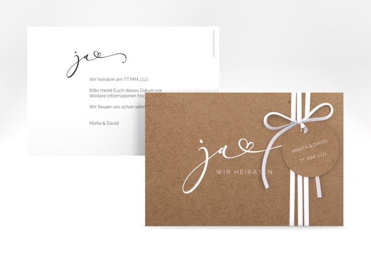 Save the Date-Karte Jawort A6 Karte quer hochglanz modern minimalistisch mit veredelter Aufschrift