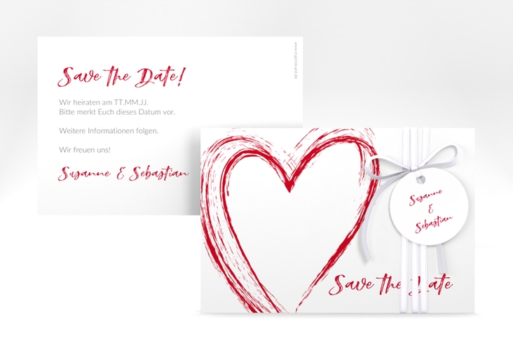 Save the Date-Karte Liebe A6 Karte quer rot