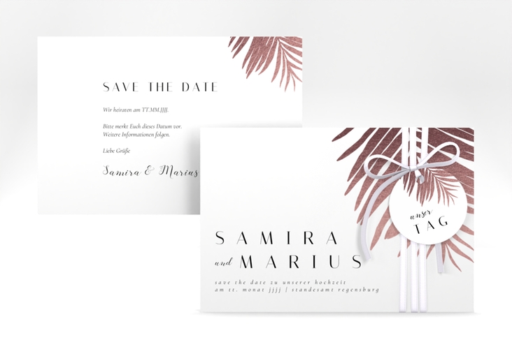Save the Date-Karte Palmenblatt A6 Karte quer mit Palmenwedel