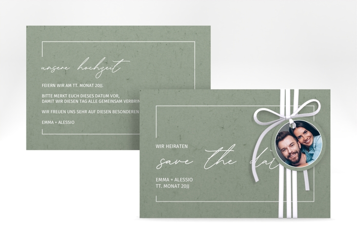 Save the Date-Karte Simple Line A6 Karte quer gruen