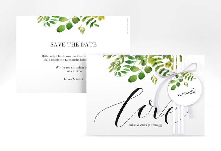 Save the Date-Karte Botany A6 Karte quer weiss