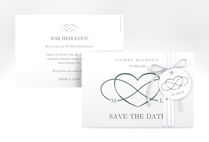 Save the Date-Karte Infinity A6 Karte quer gruen hochglanz
