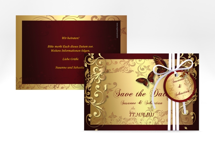 Save the Date-Karte Hochzeit "Toulouse" DIN A6 quer rot
