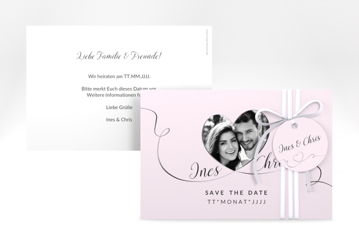 Save the Date-Karte Hochzeit Dolce A6 Karte quer rosa hochglanz