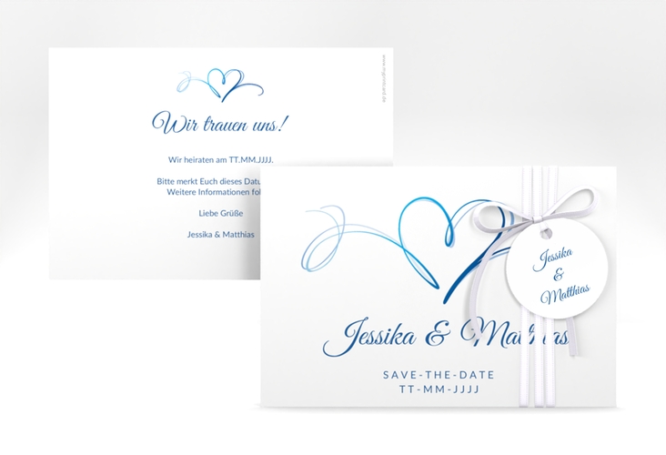 Save the Date-Karte Envie A6 Karte quer blau