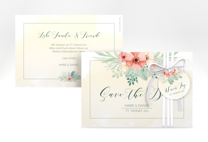 Save the Date-Karte Hochzeit Surfinia A6 Karte quer apricot