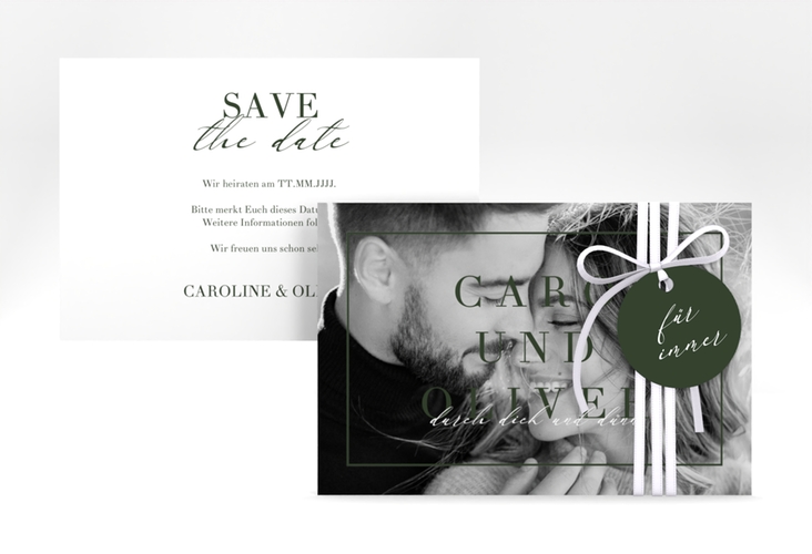 Save the Date-Karte Moment A6 Karte quer gruen hochglanz