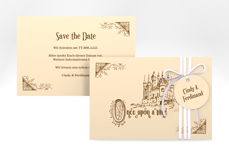 Save the Date-Karte Storybook A6 Karte quer mit Märchenschloss