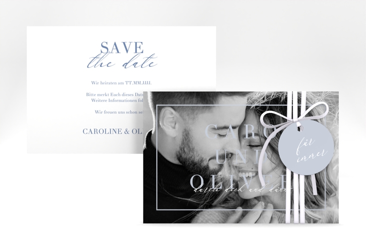 Save the Date-Karte Moment A6 Karte quer blau hochglanz