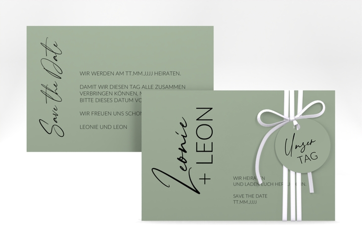 Save the Date-Karte Your Name A6 Karte quer gruen
