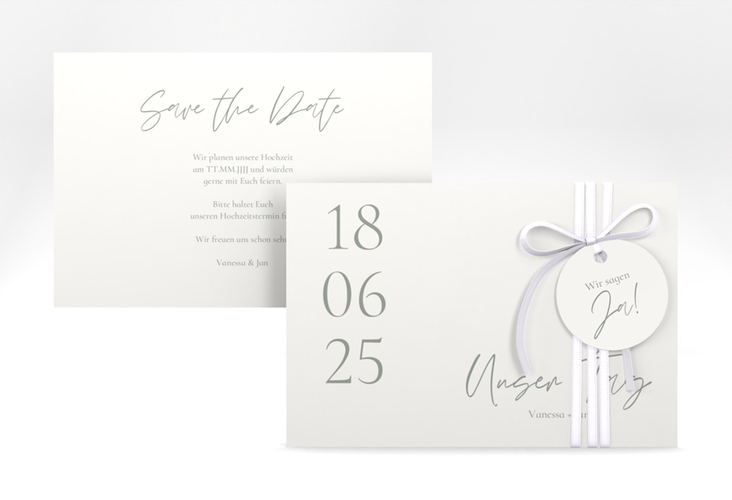 Save the Date-Karte Day A6 Karte quer weiss mit Datum im minimalistischen Design