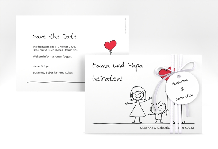 Save the Date-Karte Family A6 Karte quer weiss hochglanz
