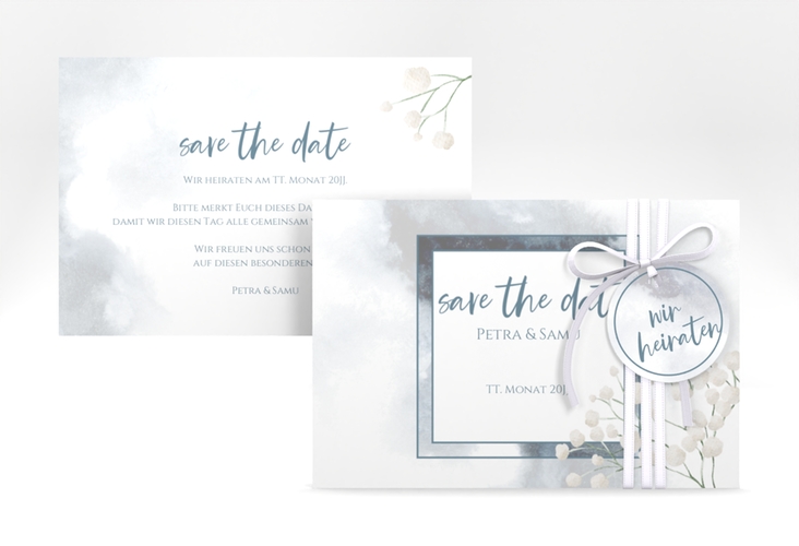 Save the Date-Karte Winter A6 Karte quer mit Schleierkraut