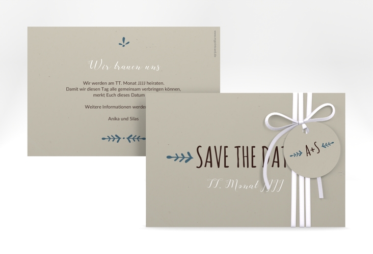 Save the Date-Karte Hochzeit Eden A6 Karte quer blau hochglanz