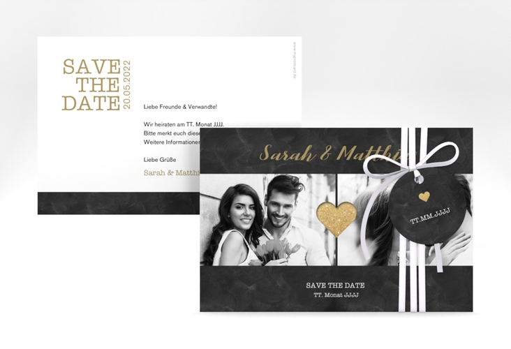 Save the Date-Karte Sparkly A6 Karte quer gold hochglanz