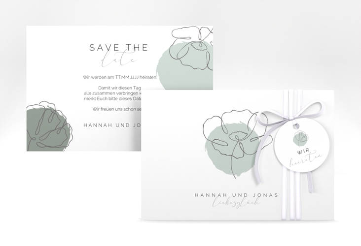 Save the Date-Karte Flowerline A6 Karte quer