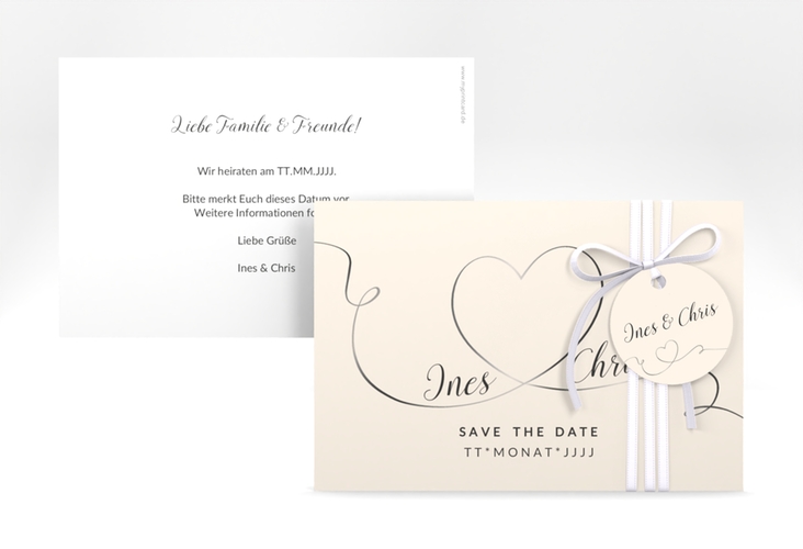 Save the Date-Karte Hochzeit Dolce A6 Karte quer beige hochglanz