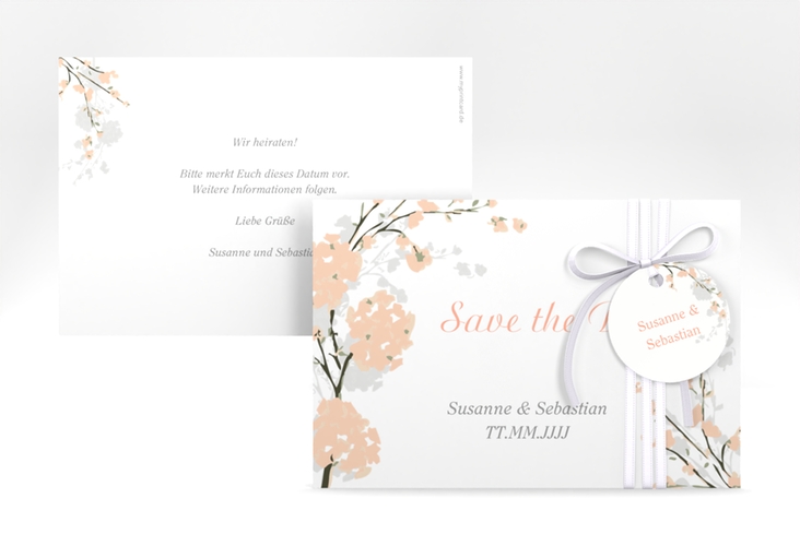 Save the Date-Karte Hochzeit Salerno A6 Karte quer apricot hochglanz