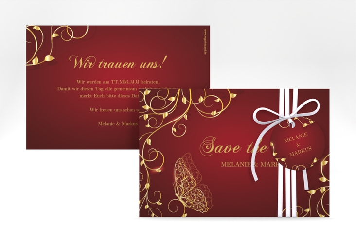 Save the Date-Karte Eternity A6 Karte quer rot hochglanz
