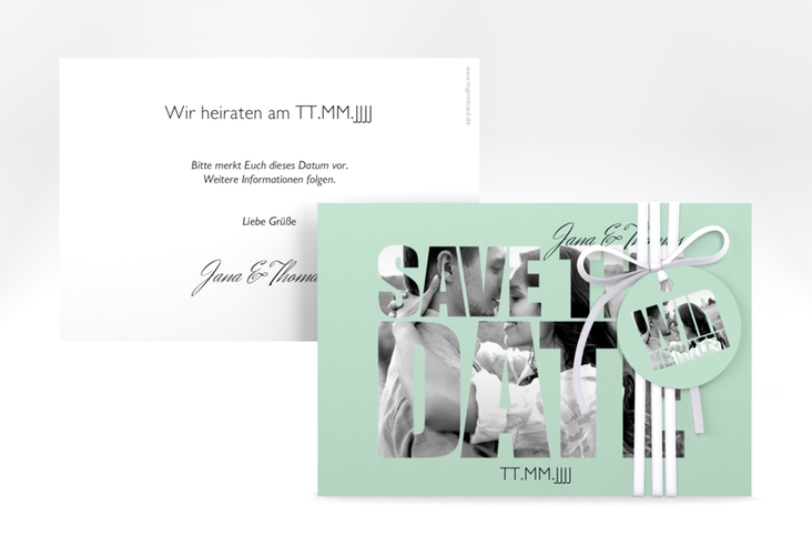 Save the Date-Karte Hochzeit Letters A6 Karte quer mint hochglanz