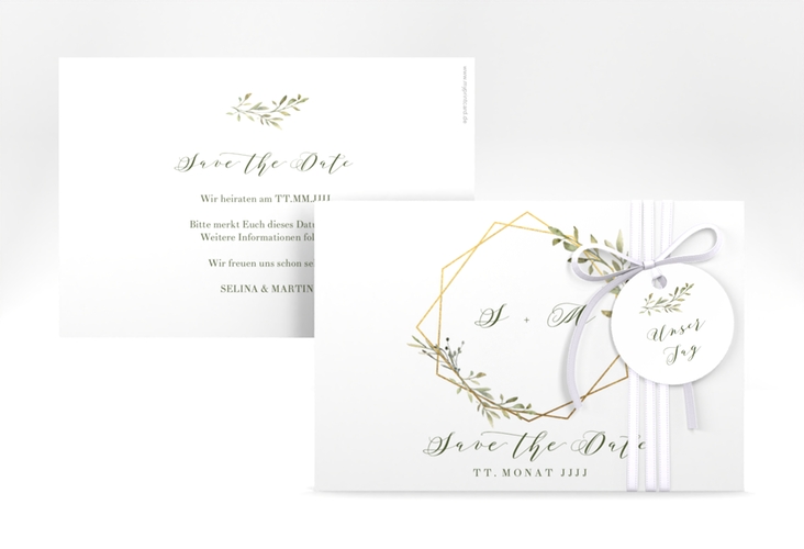 Save the Date-Karte Acacia A6 Karte quer weiss hochglanz
