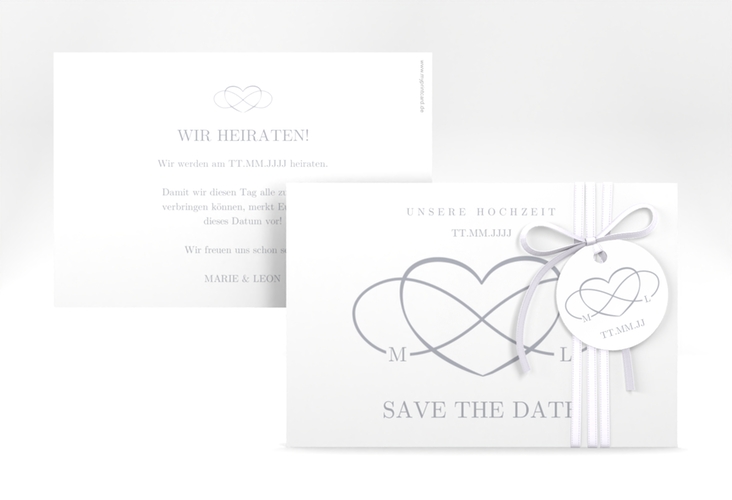 Save the Date-Karte Infinity A6 Karte quer grau hochglanz