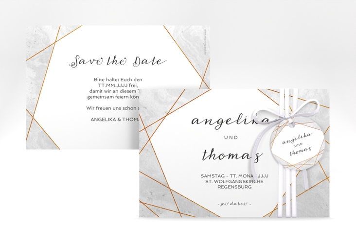 Save the Date-Karte Asymmetry A6 Karte quer grau