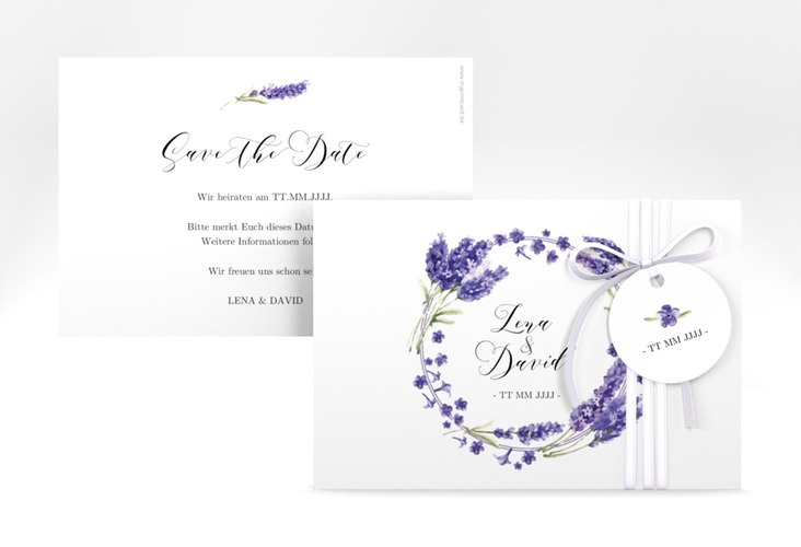 Save the Date-Karte Lavendel A6 Karte quer