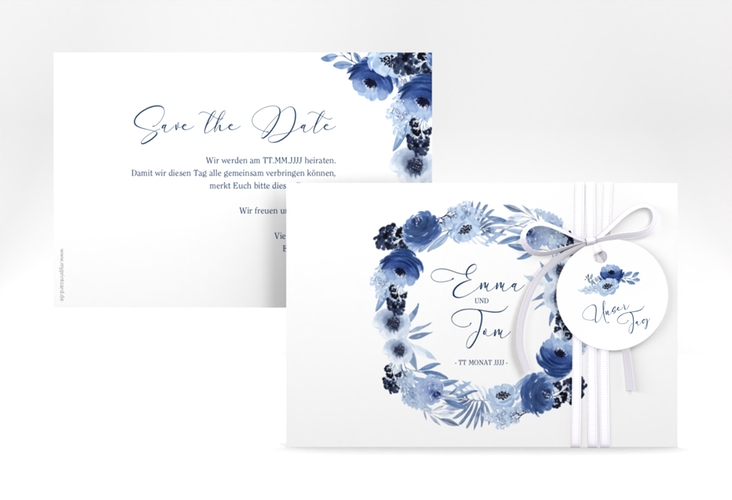 Save the Date-Karte Azzurro A6 Karte quer blau