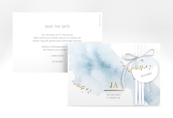 Save the Date-Karte Pastell A6 Karte quer blau