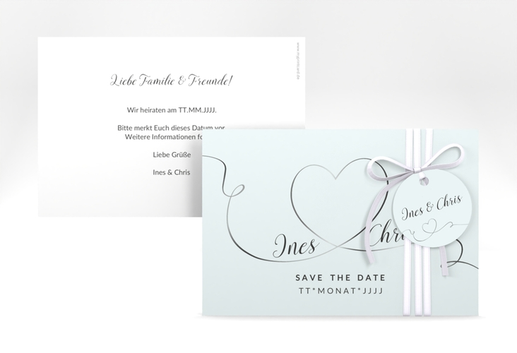 Save the Date-Karte Hochzeit Dolce A6 Karte quer tuerkis hochglanz