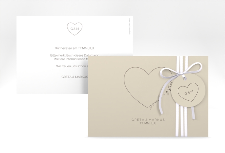 Save the Date-Karte Lebenstraum A6 Karte quer beige hochglanz