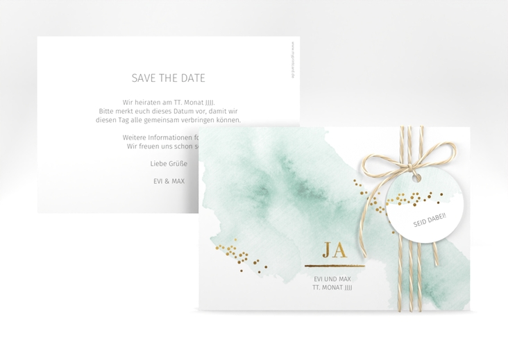 Save the Date-Karte Pastell A6 Karte quer mint