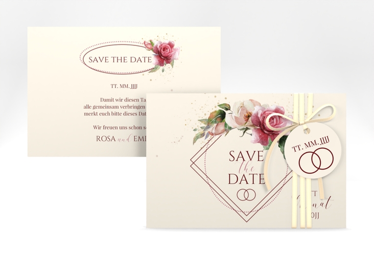 Save the Date-Karte Rosenbogen A6 Karte quer beige