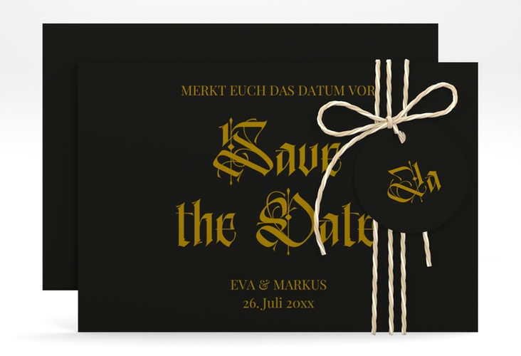 Save the Date-Karte Wednesday A6 Karte quer mit geometrischem Herz und Rosen in Aquarell