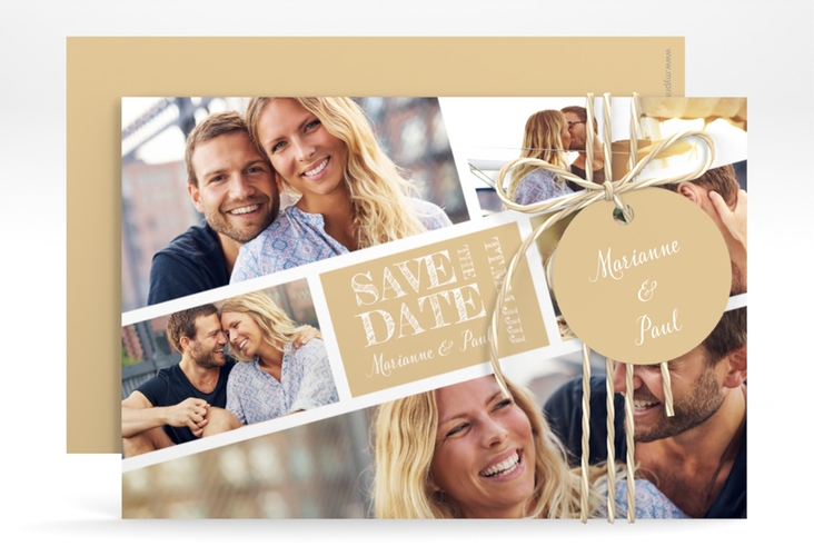 Save the Date-Karte Rise A6 Karte quer beige hochglanz
