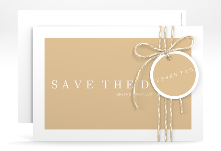 Save the Date-Karte Simply A6 Karte quer beige hochglanz
