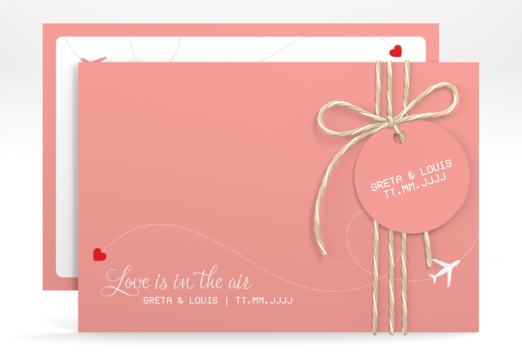 Save the Date-Karte Weddingpass A6 Karte quer rosa hochglanz