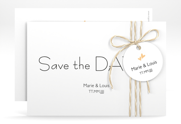 Save the Date-Karte Hochzeit Twohearts A6 Karte quer beige hochglanz
