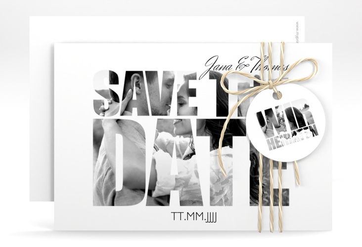 Save the Date-Karte Hochzeit Letters A6 Karte quer weiss hochglanz