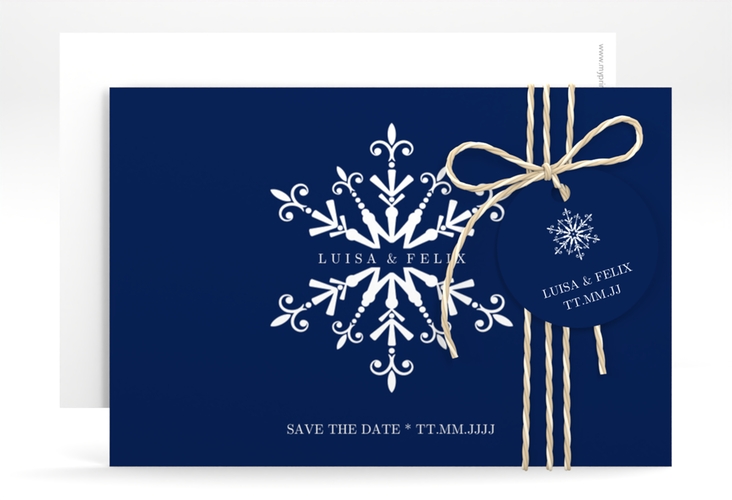 Save the Date-KarteCrystal A6 Karte quer mit Eiskristall