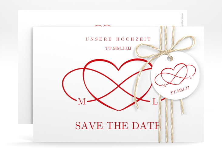 Save the Date-Karte Infinity A6 Karte quer rot hochglanz