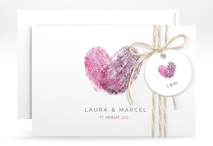 Save the Date-Karte Fingerprint A6 Karte quer schlicht mit Fingerabdruck-Motiv