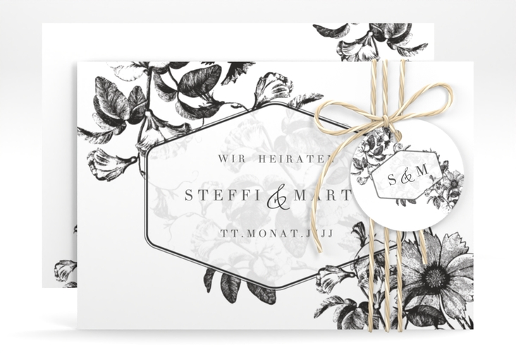 Save the Date-Karte Magnificent A6 Karte quer schwarz