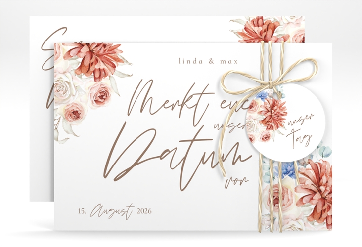 Save the Date-Karte Flowercloud A6 Karte quer bunt hochglanz