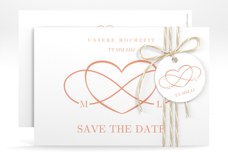 Save the Date-Karte Infinity A6 Karte quer apricot hochglanz