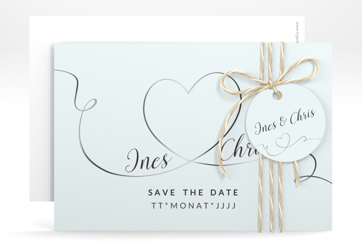 Save the Date-Karte Hochzeit Dolce A6 Karte quer tuerkis hochglanz